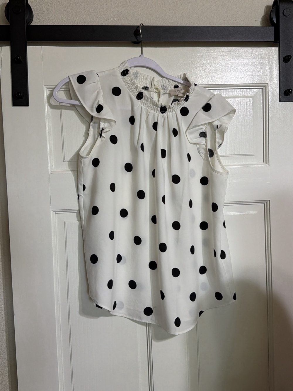 LOFT White Sleeveless Polka Dot Blouse